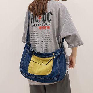 Contrast Pocket Denim Crossbody Bag