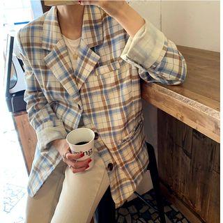 Plaid Blazer Blue - One Size