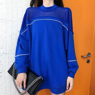 Contrast-trim Mesh Panel Sweatshirt
