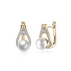 Elegant Plated Champagne Gold Water Drop Earrings With Austrian Element Crystals And Fashion Pearls Champagne - One Size