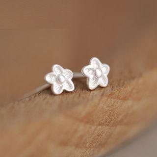 925 Sterling Silver Flower Stud Earring 1 Pair - 925 Silver - One Size