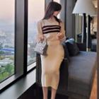 Long Sleeve Knit Dress Almond - One Size