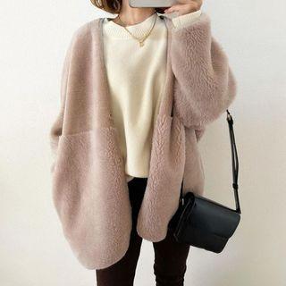 Plain Fleece Jacket Pink - M