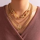 Layered Chain Necklace 17378 - Gold - One Size