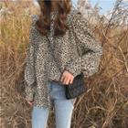 Leopard Long-sleeve Loose-fit Blouse
