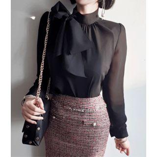 Mock-neck Tie-front Top