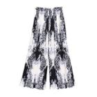 Patterned Wide Leg Pants White - One Size