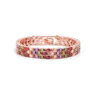 Fashion Simple Plated Rose Gold Geometric Oval Cubic Zirconia Bracelet 17cm Rose Gold - One Size