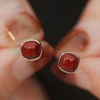 Plain Stud Earring 1 Pair - Earrings - Red - One Size