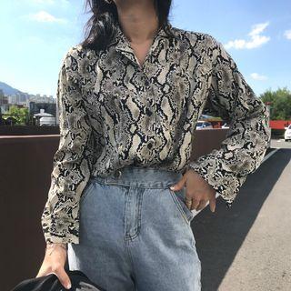 Snake Printed Long-sleeve Shirt