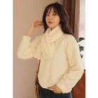 Set: Drop-shoulder Coral-fleece Sweatshirt + Scarf