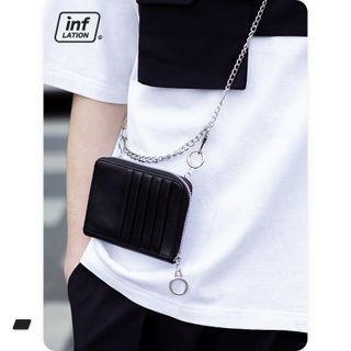 Zip Around Wallet With Chain Strap Black - One Size