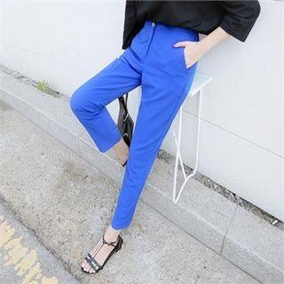 Band-waist Straight-leg Dress Pants
