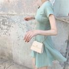 High-waist Short-sleeve Dress
