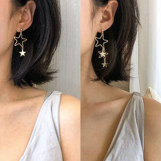 Non-matching Alloy Star Dangle Earring Gold - One Size