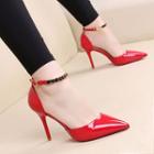 Ankle Strap Pointy Toe Patent Pumps