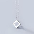 925 Sterling Silver Square Pendant Necklace S925 Sterling Silver Pendant Necklace - One Size