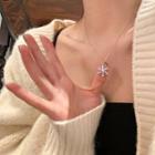 Snowflake Rhinestone Pendant Alloy Necklace Snowflake - Silver - One Size