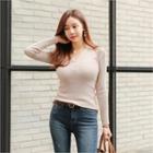 V-neck Slim-fit Knit Henley