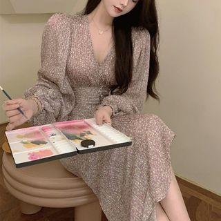 Leaf Print Blouse / Asymmetrical Midi Pencil Skirt