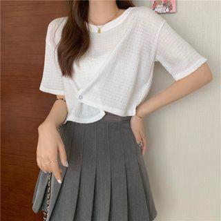 Round-neck Asymmetrical Cropped Top