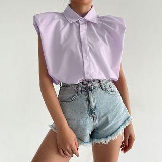 Padded-shoulder Sleeveless Shirt