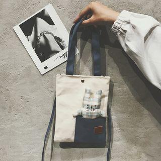 Canvas Crossbody Bag With Stuffed Bunny