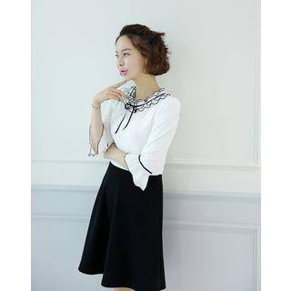 Frill-trim Color-block Dress