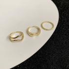 Set Of 3: Alloy Open Ring (various Designs) Set Of 3 - Gold - One Size