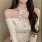 Cold-shoulder Lace Panel T-shirt / Cold-shoulder Sheath Dress
