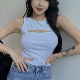 Mock Two-piece Cutout Tank Top