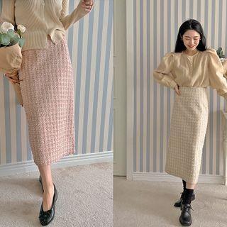 Tweed H-line Midi Skirt