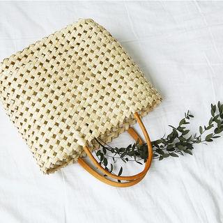 Openwork Woven Bamboo Tote