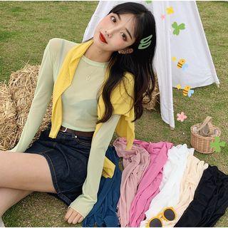 Plain Crew-neck Long-sleeve Top