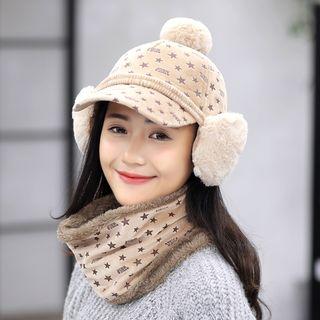 Set: Furry Cap + Ear Muff + Scarf
