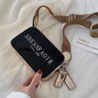 Faux Leather Lettering Zip Crossbody Bag