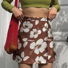 High-waist Floral Print A-line Pencil Skirt