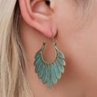 Alloy Feather Dangle Earring 1 Pair - 11690 - 01 - Green - One Size