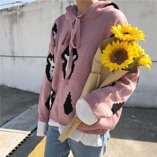 Print Hooded Knit Sweater