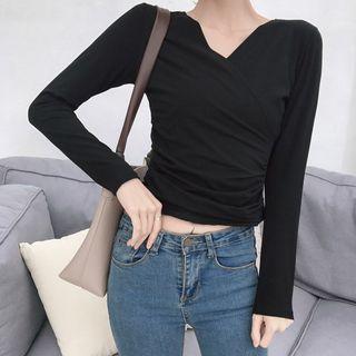 V-neck Wrap Long-sleeve Top