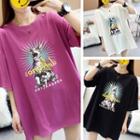 Cat Print Lettering Dress