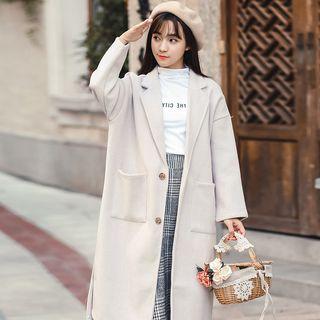 Woolen Single Breasted Long Coat