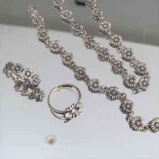 Sterling Silver Flower Ring / Necklace