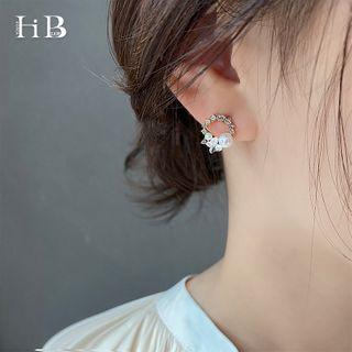 Faux Pearl & Rhinestone Hoop Stud Earring As Shown In Figure - One Size