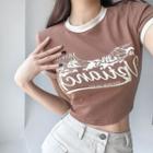 Tie-bakc Printed Crop T-shirt In 6 Colors