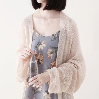 Lantern Sleeve Open Front Cardigan