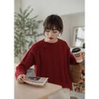 Buttoned Cable-knit Sweater Red - One Size