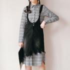 Set: Plaid Shirt Dress + Pinafore Dress