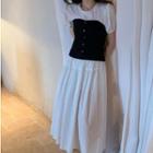 Short-sleeve Midi A-line Dress / Tube Top