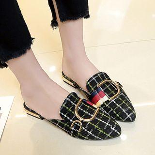 Pointed Plaid Mules